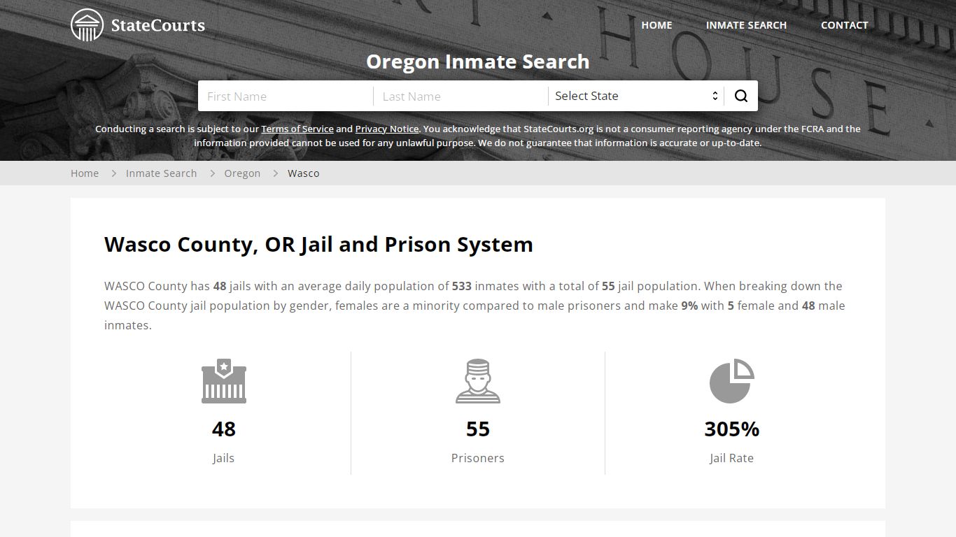 Wasco County, OR Inmate Search - StateCourts